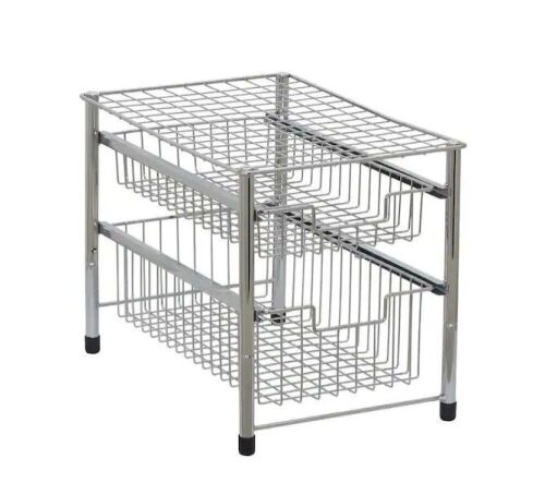Silver Cabinet Organizer with Double Pull Out Basket - Lot 912