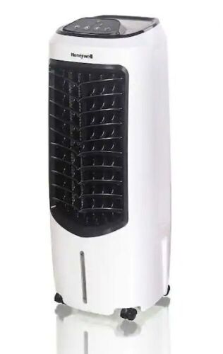 Honeywell 194 CFM 3-Speed Portable Evaporative Cooler, Quiet, Low Energy, Compact Spot Fan and Humidifier in White - Lot 932