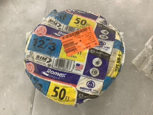 Lot of Southwire 50-ft 12/3 Romex SIMpull Solid Indoor CU NM-B W/G & 25 ft. 14/2 Solid Romex SIMpull CU NM-B W/G Wire - Lot 974