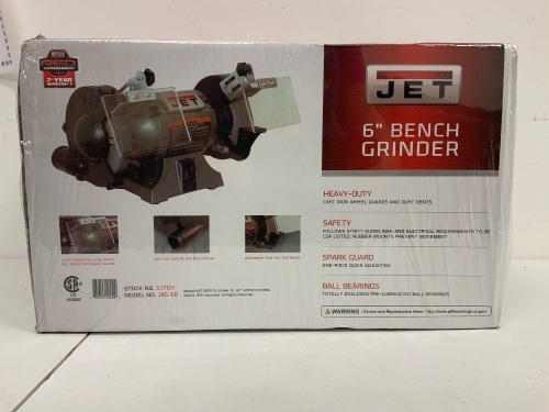 Jet 6" Bench Grinder, Appears new, Sold as is - Lot 55