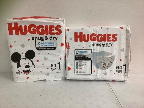 Lot of (2) Huggies Snug and Dry, Size 1, New - Lot 65