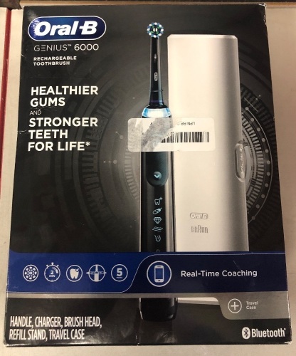 OralB Genius 6000 Electric Toothbrush, Powers Up, Appears New, Sold as is - Lot 372