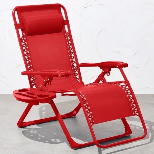 Monochromatic Zero Gravity Patio Chair Recliner w/ Side Tray, Headrest - Lot 5833