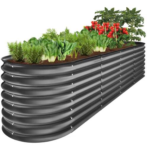 Metal Raised Garden Bed, Oval Outdoor Planter Box for Vegetables - 8x2x2ft - Lot 6356