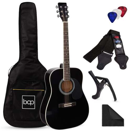 41in Acoustic Guitar Starter Kit w/ Digital Tuner, Padded Case, Picks, Strap - Lot 6357