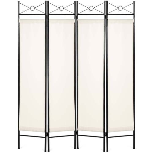 6ft 4-Panel Folding Privacy Screen Room Divider Decoration Accent w/ Steel Frame - Lot 6392