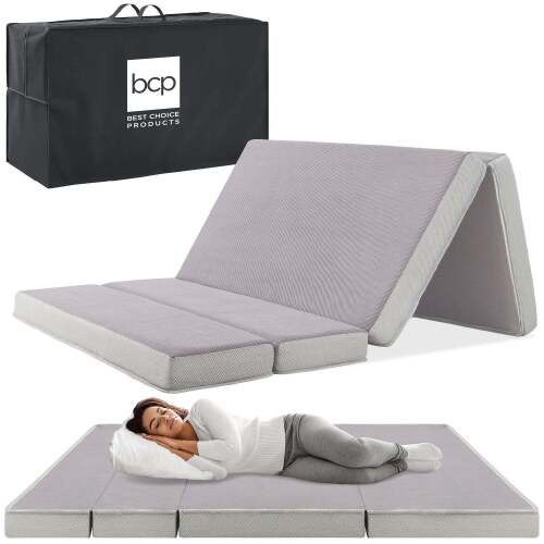 Folding Portable Gray Mattress Topper w/ Plush Foam - 4in - Lot 6396