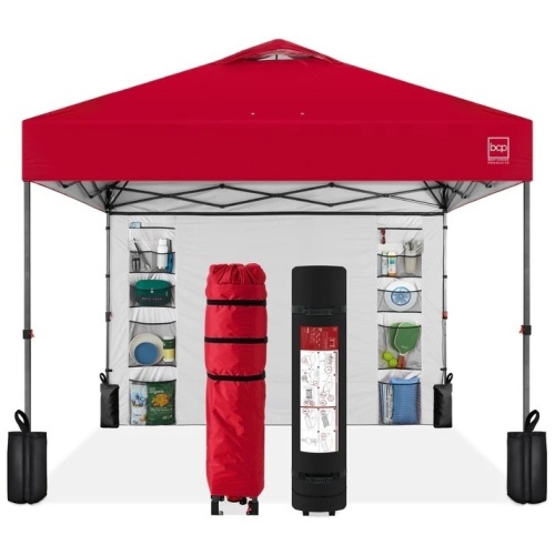 One-Person Setup Instant Pop Up Canopy w/ Side Wall, Carrying Case - 10x10ft - Lot 6208
