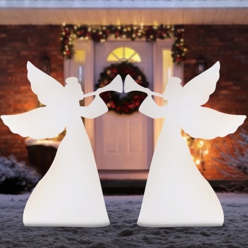 Set of 2 Christmas Angel Yard Decorations w/ Weather-Resistant PVC - 3ft - Lot 6263