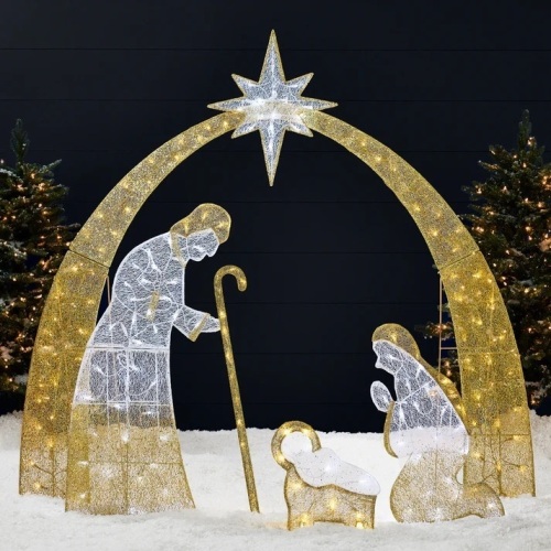 Lighted 2D Christmas Nativity Scene Outdoor Decor w/ Twinkling LED Lights 6ft - Lot 6462