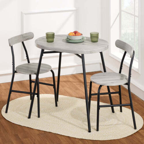 3-PIece Oval Dining Table Set, Small Kitchen Set w/ 2 Chairs - Lot 4757