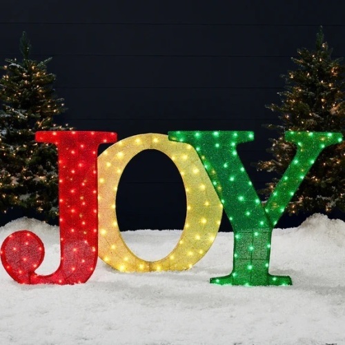 3-Piece 3D Lighted Christmas JOY Yard Decoration w/ 150 LED Lights - 32in - Lot 6142