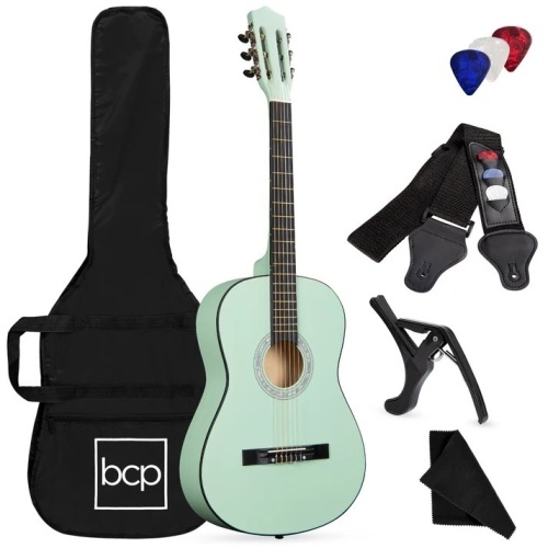Beginner Acoustic Guitar Set w/ Case, Strap, Strings - 38in - Lot 6560