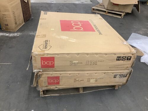 Lot of (2) Wicker Propane Fire Pit Table, 50,000 BTU w/ Glass Wind Guard, Cover - 52in - Open Box, Uninspected - Lot 177
