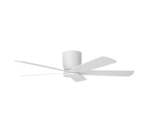 Home Decorators Collection Britton 52 in. Integrated LED Indoor Matte White Ceiling Fan with Light Kit and Remote Control - Lot 194