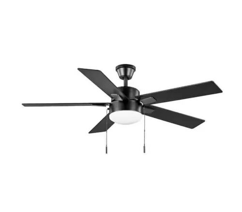 Hampton Bay 52 in. Corwin Indoor/Outdoor Matte Black LED Ceiling Fan with Light Kit - Lot 195