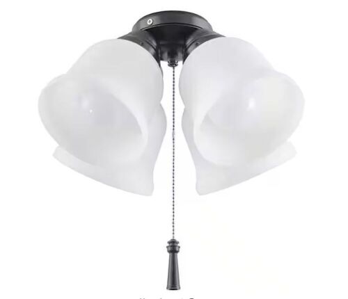 Hampton Bay Gazelle 4-Light LED Natural Iron Universal Ceiling Fan Light Kit - Lot 198