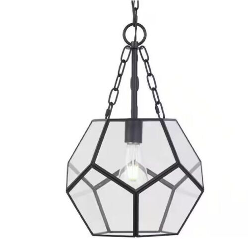 Progress Lighting Wianno 1-Light Matte Black Pendant with Clear Bound Glass Shade - Lot 263