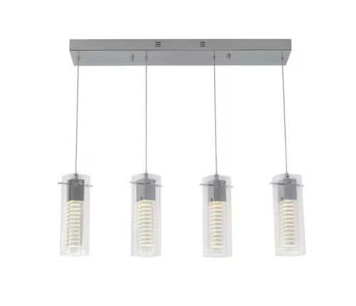 Artika Hologram 21-Watt 4 Light Chrome Modern Integrated LED Pendant Light Fixture - Lot 284