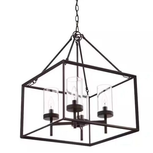 Hampton Bay Lainey 4-Light Bronze Chandelier Light Fixture with Clear Glass Shades - Lot 296