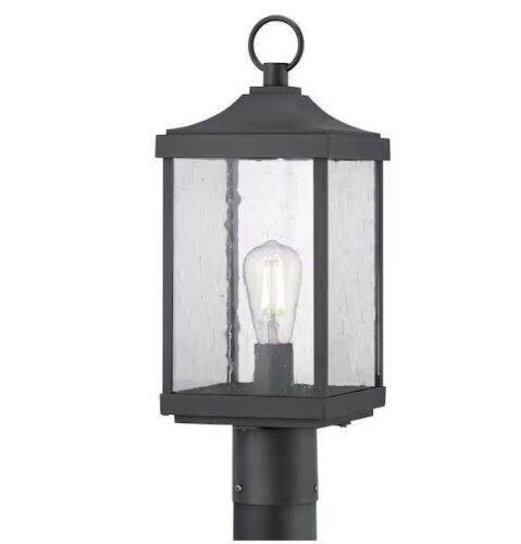 Progress Lighting Park Court 1-Light Textured Black Traditional Outdoor Post Lantern with Clear Seeded Glass - Lot 298