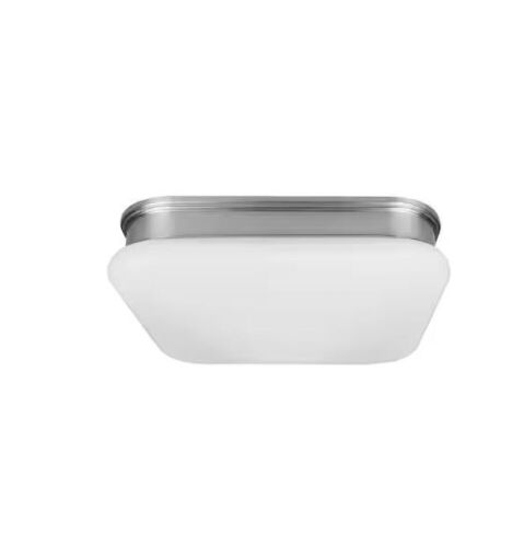 Hampton Bay Staniford 11 in. Light Brushed Nickel Adjustable CCT Integrated LED Ceiling Flush Mount Fixture with Glass Shade - Lot 380