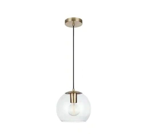 Home Decorators Collection 1-Light Antique Brass and Glass Mini-Pendant - Lot 387