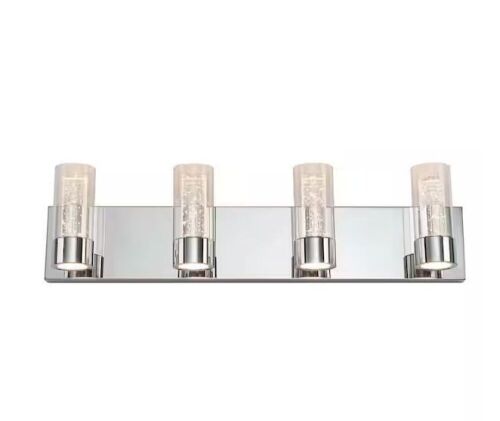 Artika Essence 27 in. 4 Light Chrome Modern Integrated LED Vanity Light Bar for Bathroom with Bubble Glass - Lot 388