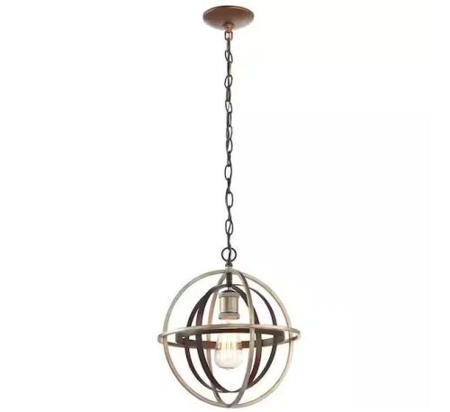 Home Decorators Collection Barton Bay 1-Light Bronze and Champagne Pewter Orb Mini Pendant - Lot 390