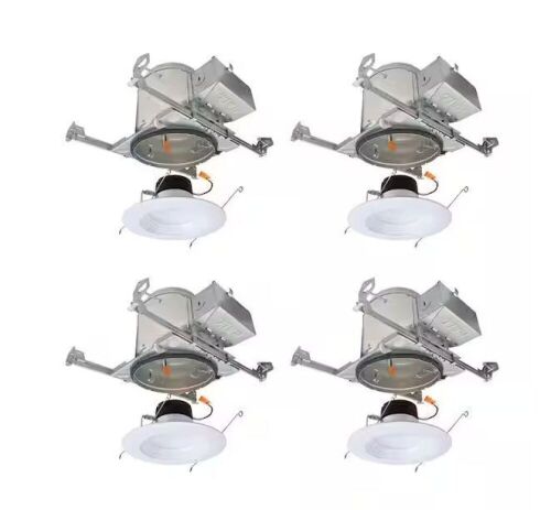 HALO LT 6 in. Adjustable CCT Canless IC Rated Dimmable Indoor, Outdoor Integrated LED Recessed Light Kit, 4-Pack - Lot 394