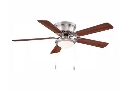 Hugger 52 in. LED Indoor Brushed Nickel Ceiling Fan with Light Kit - Lot 481