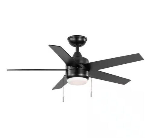 Hampton Bay Mena 44 in. LED Indoor/Outdoor Matte Black Ceiling Fan with Light Kit and Reversible Blades Included - Lot 680