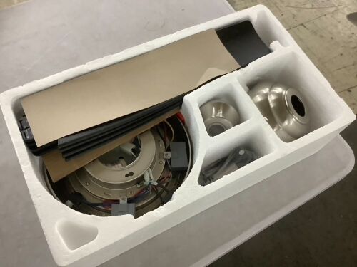 Home Decorators Collection Windward 44 in. LED Brushed Nickel Ceiling Fan with Light Kit - Lot 785