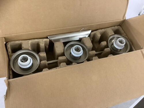 Hampton Bay Cade 20.25 in. 3-Light Brushed Nickel Bathroom Vanity Light Fixture with Frosted Glass Shades - Lot 789