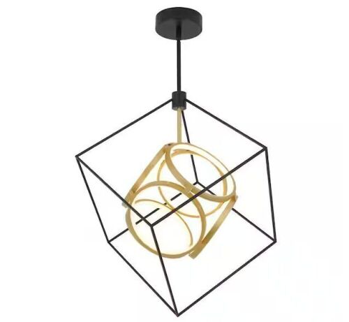 Artika Luxury 29-Watt 1 Light Black and Gold Modern Industrial Integrated LED Pendant Light Fixture - Lot 791