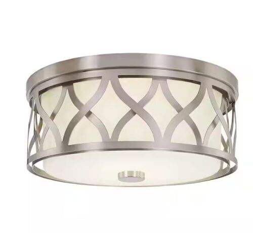 Hampton Bay Montrose 14 in. 3-Light Brushed Nickel Flush Mount - Lot 793