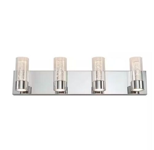 Artika Essence 27 in. 4 Light Chrome Modern Integrated LED Vanity Light Bar for Bathroom with Bubble Glass - Lot 881