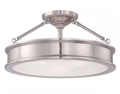 Home Decorators Collection Grafton 3-Light Brushed Nickel Semi Flush Mount Ceiling Light - Lot 354