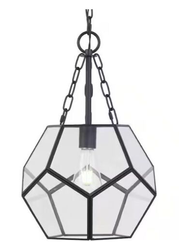 Progress Lighting Wianno 1-Light Matte Black Pendant with Clear Bound Glass Shade - Lot 365