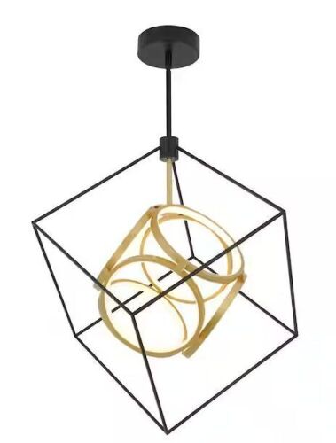 Artika Luxury 29-Watt 1 Light Black and Gold Modern Industrial Integrated LED Pendant Light Fixture - Lot 367