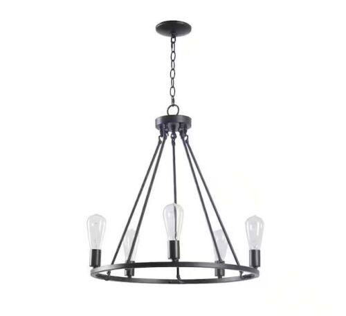 Hampton Bay Stratton 5-Light Black Chandelier with No Shade - Lot 452