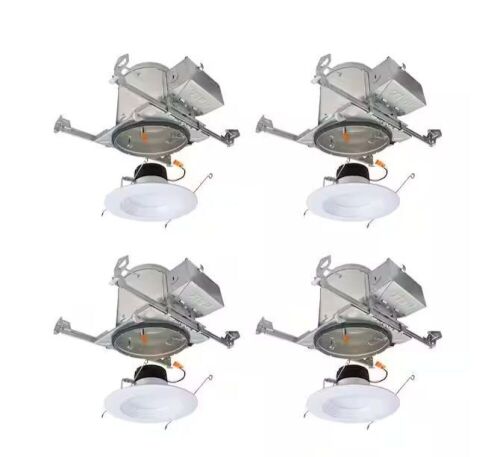 HALO LT 6 in. Adjustable CCT Canless IC Rated Dimmable Indoor, Outdoor Integrated LED Recessed Light Kit, 4-Pack - Lot 455