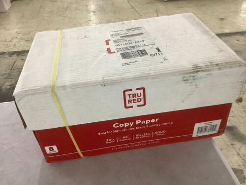 TRU RED 8.5" x 11" Copy Paper, 20 lbs., 92 Brightness, 4000 Sheets - Lot 554