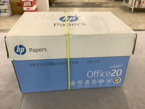 HP Office20 Multipurpose Paper, 8.5" x 11", 20 lbs., 92 Brightness, 5000 Sheets - Lot 555