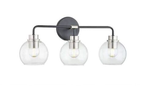 Home Decorators Collection 3-Light Brushed Nickel and Matte Black Vanity Light  - Lot 669
