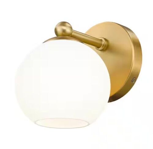Lot of (2) Neoma 5.25 in. 1 Light Modern Gold Wall Sconce Light with Opal Etched Glass Shade  - Lot 762