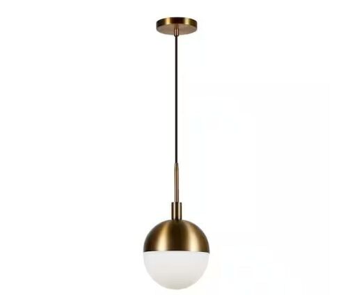 Lot of (2) Meyer&Cross Orb 1-Light Small Globe Brass and Frosted Glass Pendant - Lot 765