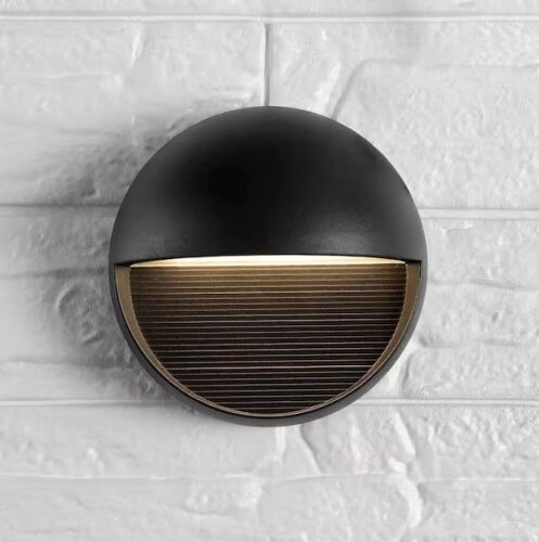 Lot of (3) JONATHAN Y Orbe Small 6.25 in. Black Integrated LED Outdoor Metal/Glass Sconce - Lot 432