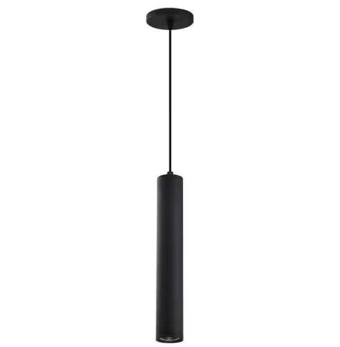 SATCO Century 12-Watt 1-Light Matte Black Cylinder Integrated LED Mini Pendant Light with Clear Acrylic Shade - Lot 434