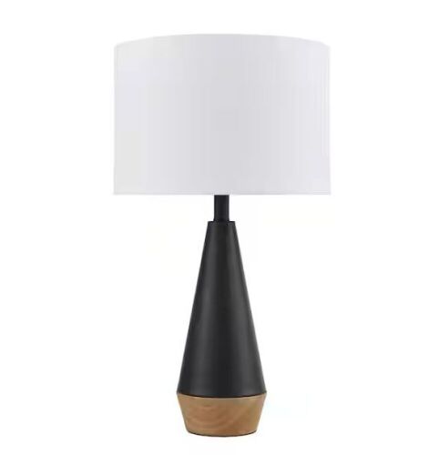 Hampton Bay Keswick 21.25 in. Black and Light Wood Grain Accent Lamp - Lot 442